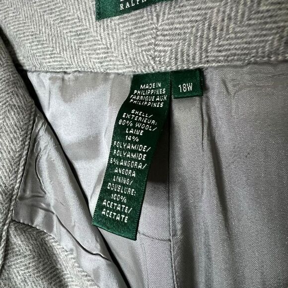 Lauren Ralph Lauren Wool Blend Herringbone Gray Trousers Size 18W - Picture 14 of 15